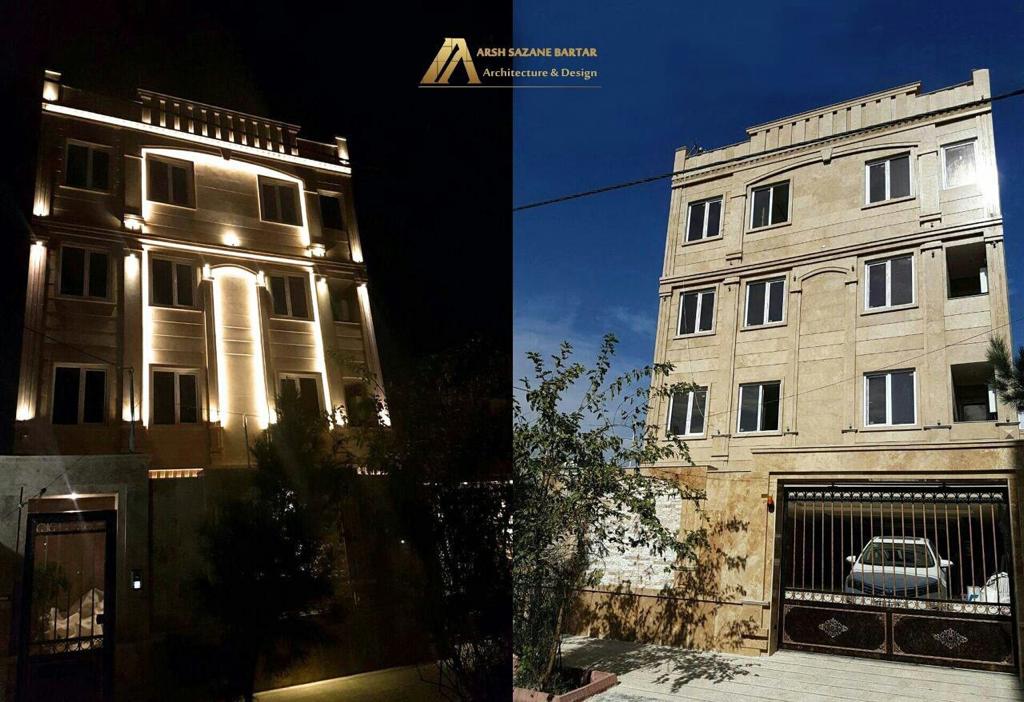 نمای ساختمان در شب و روز