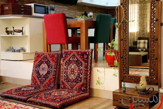 دکوراسیون منزل ایرانی جدید و شیک سنتی با پشتی